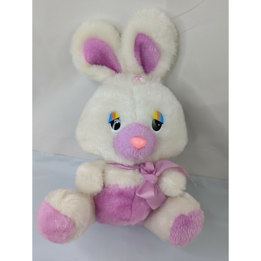 Animal Toy White Rabbit Plush 12 Inch 1983‎ Purple Stuffed Animal Toy